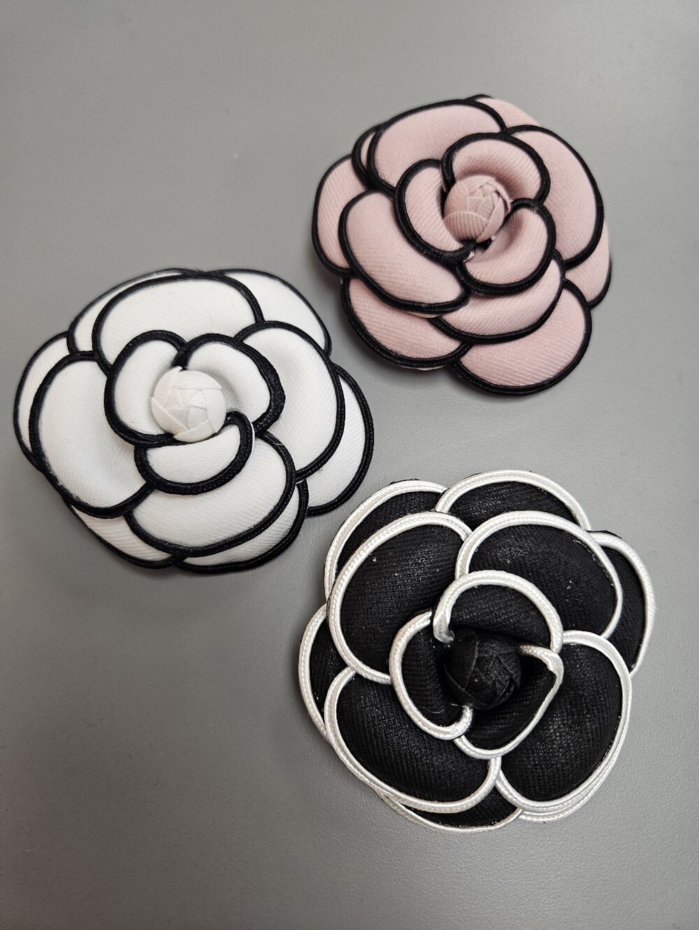 Camellia Style Fabric Flower Brooch Pin Choose Your Color NEW + Gift Box
